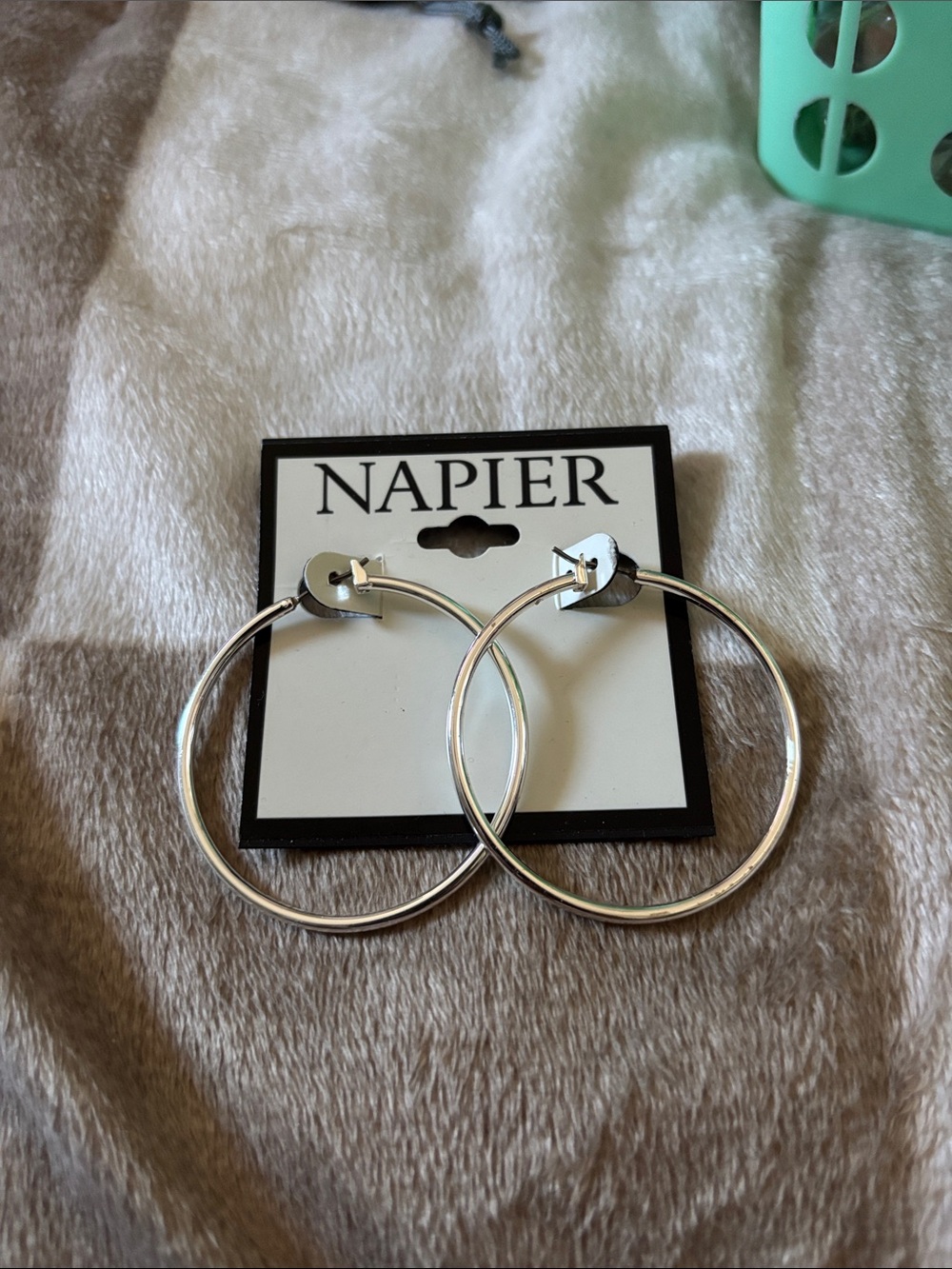 Napier Silver Hoop Earrings - Classic Large Hoop